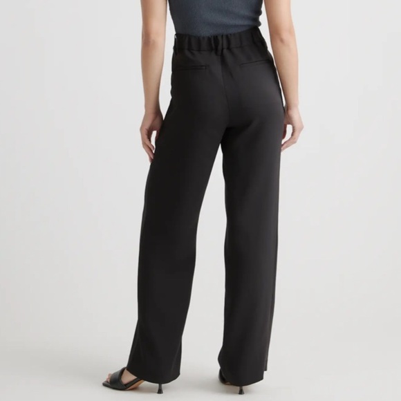 Quince Stretch Crepe Pleated Wide Leg Pants Trousers Black 2 - Picture 3 of 11